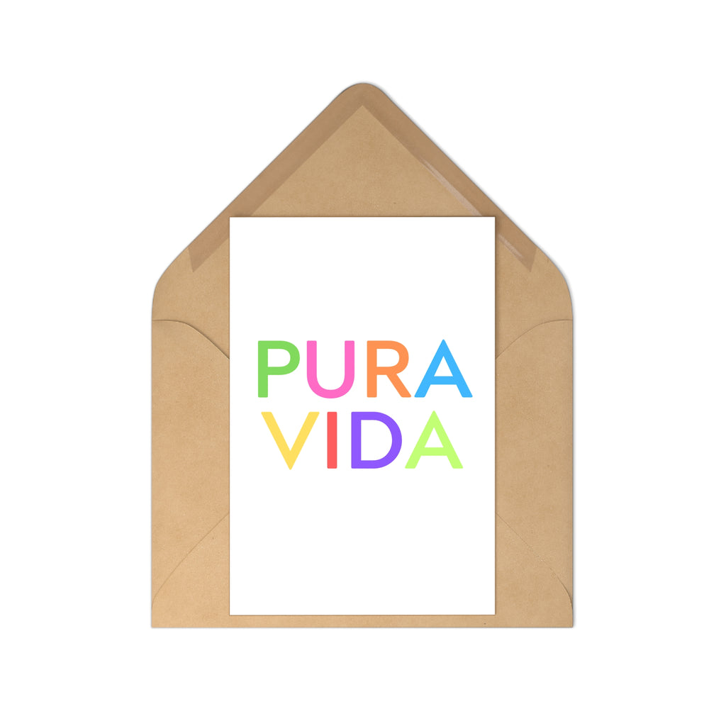 Colorful ‘Pura Vida’ Postcards Set – 7 Vibrant Greeting Cards for Celebrations