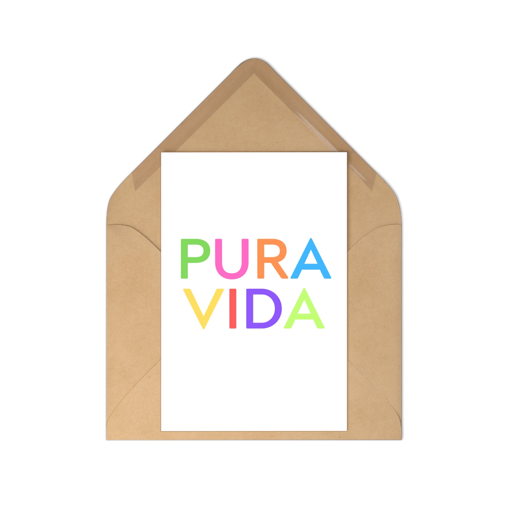 Colorful ‘Pura Vida’ Postcards Set – 7 Vibrant Greeting Cards for Celebrations