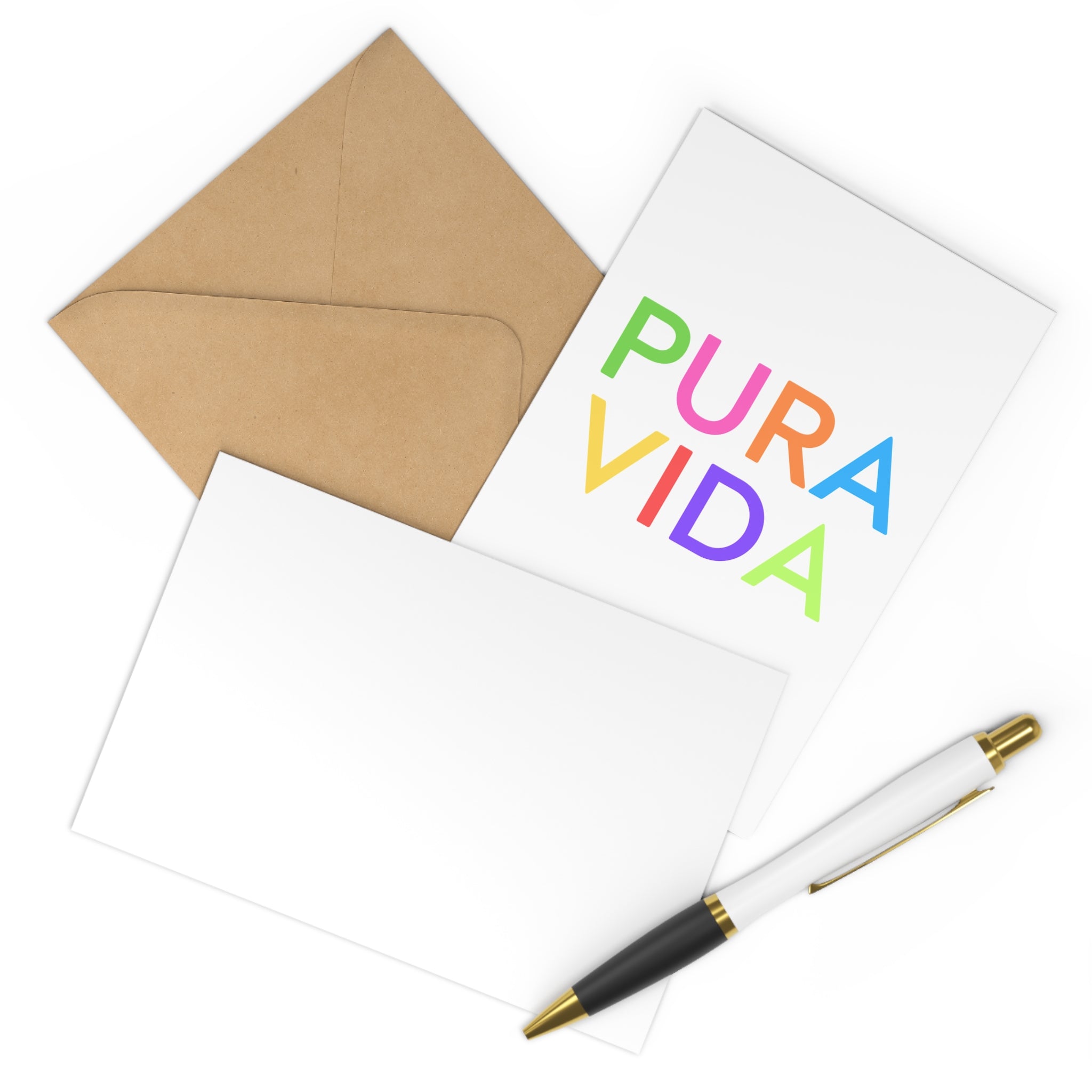 Colorful ‘Pura Vida’ Postcards Set – 7 Vibrant Greeting Cards for Celebrations
