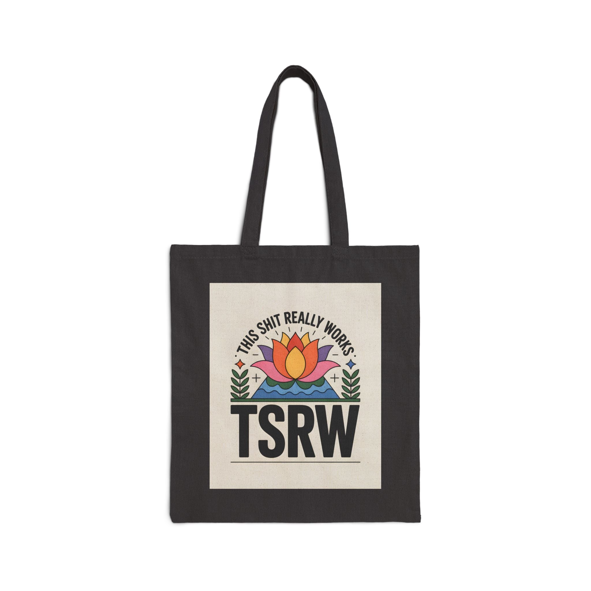 Tote Bag — “This Shit Really Works (TSRW)” Floral Retro Canvas Tote
